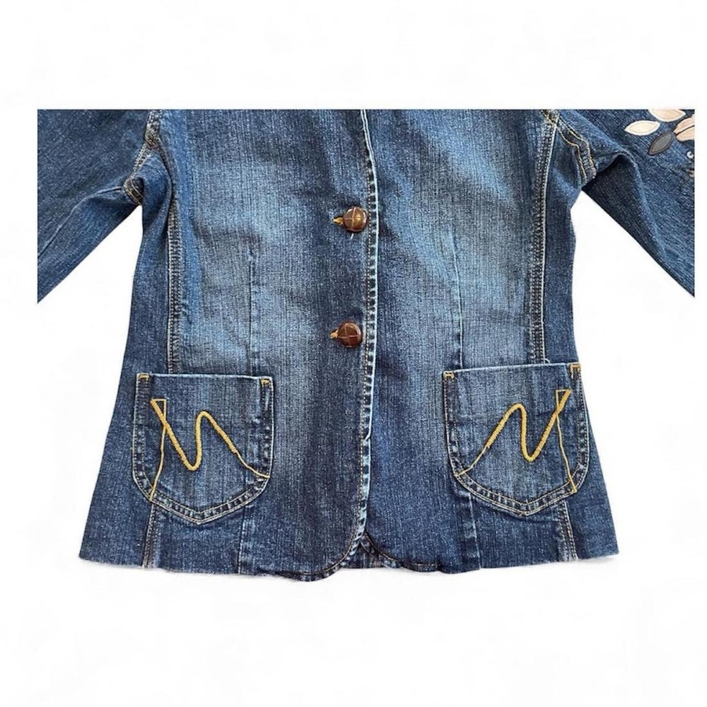 Y2K Jean Jacket Embroidered Embellished by Votre Nam size 4 - Picture 4 of 6